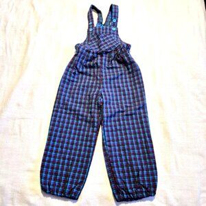 Hanna Andersson plaid lined Vintage overalls, teal, red, black, nwot